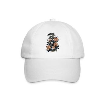 Schlange und Rose Dark Art Design - Baseballkappe - Weiß/Weiß - Vorne