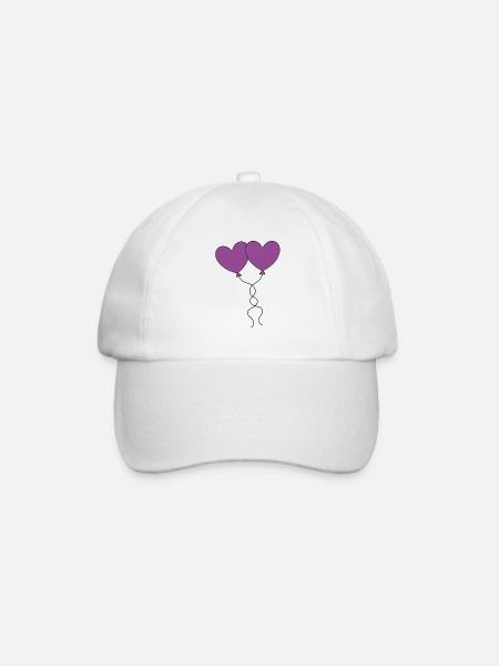 Herz violett Luftballon, Ballon, Valentinstag - Baseballkappe - Weiß/Weiß