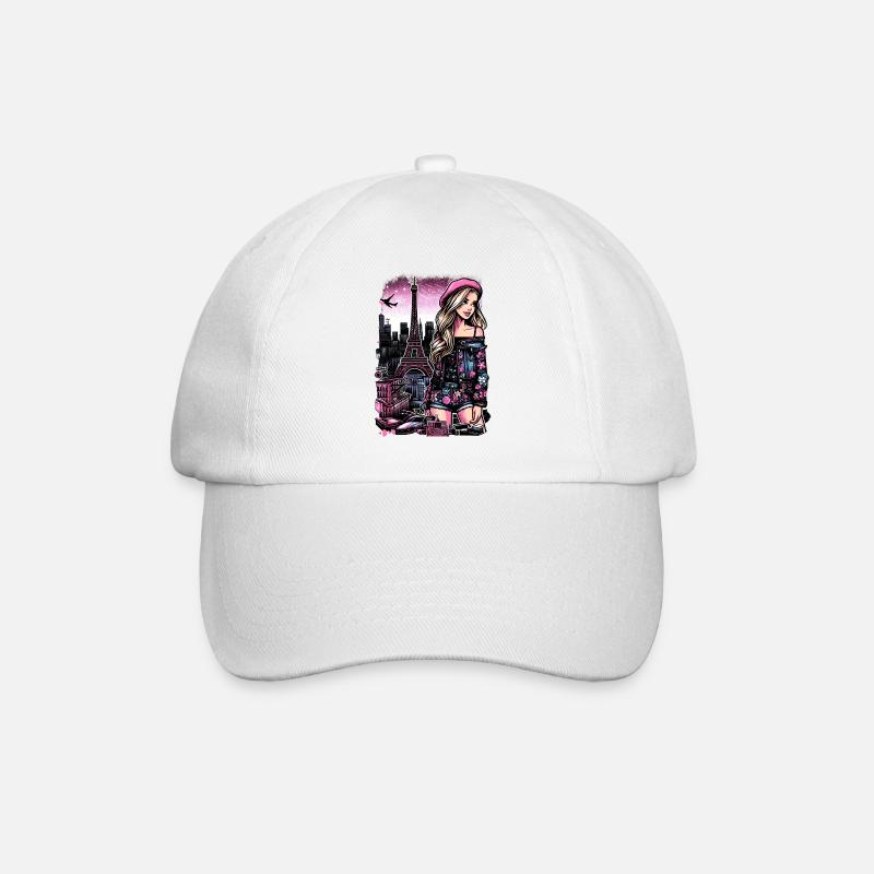 Paris Fashion Flair – Eiffelturm Chic - Baseballkappe - Weiß/Weiß