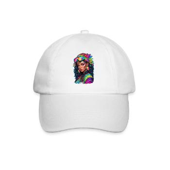 Afro Frau - Schönheit - Baseballkappe - Weiß/Weiß - Vorne