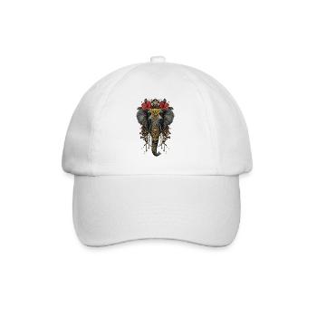 Mandala-Elefant - Baseballkappe - Weiß/Weiß - Vorne