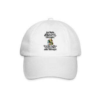 Malle Auf Mallora gibt es nur Lösungen - Baseballkappe - Weiß/Weiß - Vorne