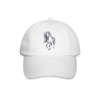 Pferd mit langer Mähne - Baseballkappe - Weiß/Weiß - Vorne
