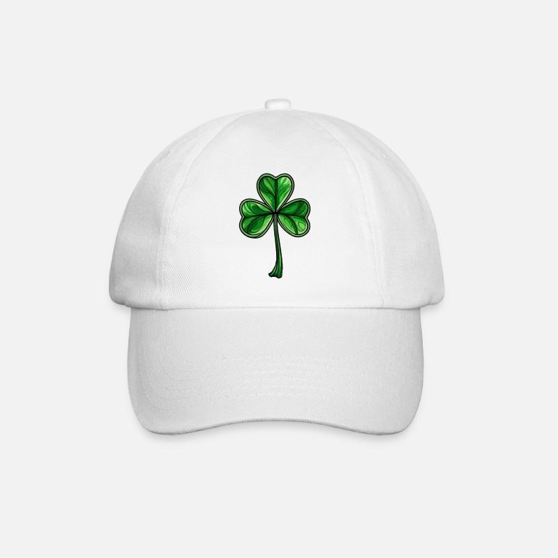 Kleeblatt St. Patrick´s Day Irisches Shamrock - Baseballkappe - Weiß/Weiß