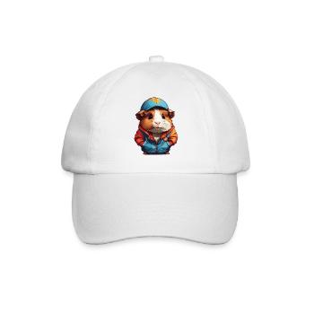 Guinea pig with hat - Baseball Cap - white/white - Front