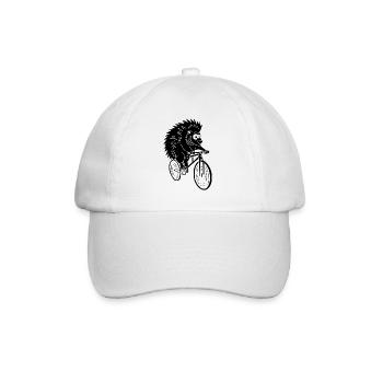 Black hedgehog on a bike - Baseball Cap - white/white - Front