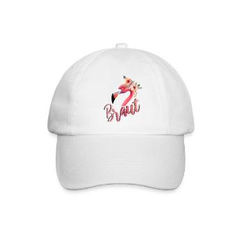 Flamingo Braut JGA Hochzeit Gruppenshirt 1 - Baseballkappe - Weiß/Weiß - Vorne