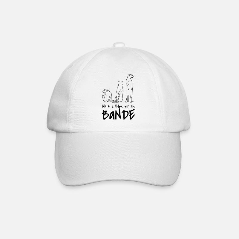 Ab drei zählen wir als Bande - Erdmännchen Bande - Baseballkappe - Weiß/Weiß