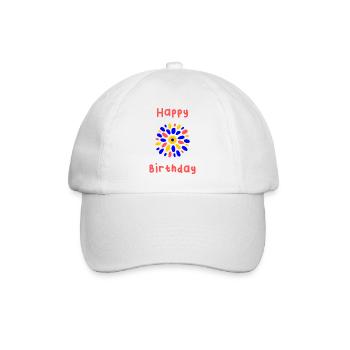 BIRTHDAY. HAPPY BIRTHDAY. HAPPY BIRTHDAY. - Baseball Cap - white/white - Front