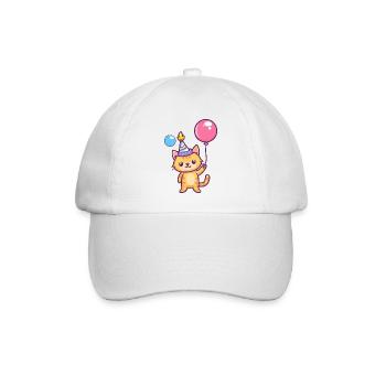 Cat Birthday Comic - Baseball Cap - white/white - Front