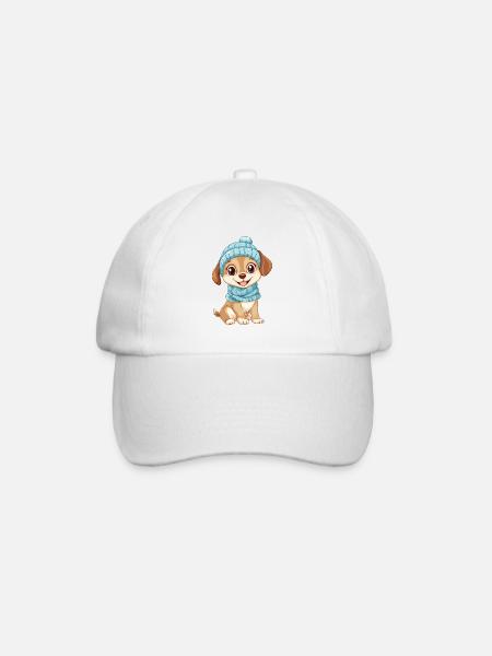 Hund Süß Niedlich Baby Kinder Tier Welpe Cartoon - Baseballkappe - Weiß/Weiß
