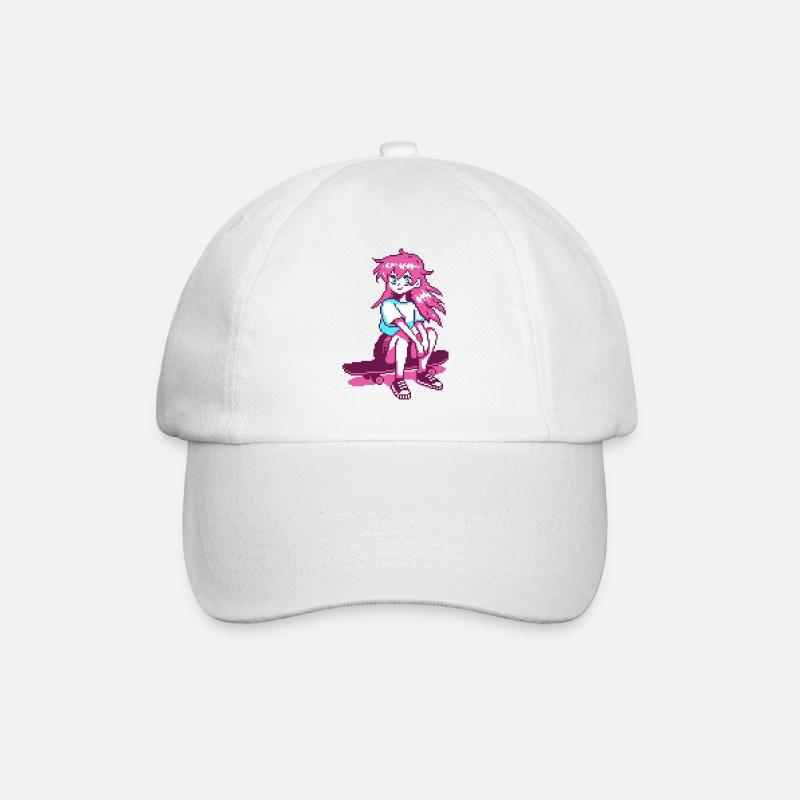 8bit sk8er grl - Baseballkappe - Weiß/Weiß