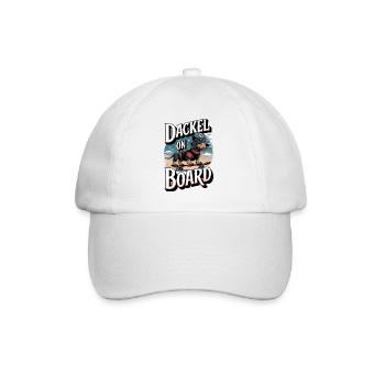 Dachshund on board Wire-haired dachshund on the skateboard - Baseball Cap - white/white - Front