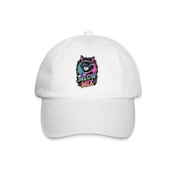 Katze und Musik 80er Jahre - Baseballkappe - Weiß/Weiß - Vorne