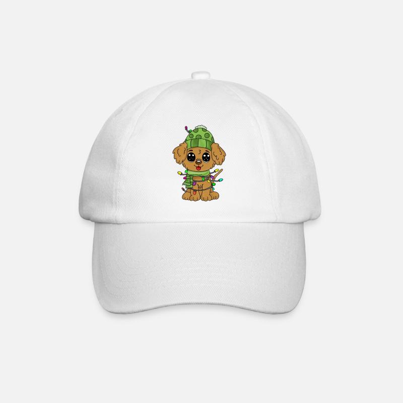 Chien avec des décorations de Noël - Casquette classique - blanc/blanc