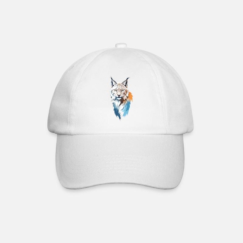 Luchs-Vektor-Kunst mit lebendiger Farbillustration - Baseballkappe - Weiß/Weiß