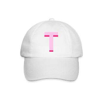 Pop und moderner rosa Buchstabe t - Baseballkappe - Weiß/Weiß - Vorne