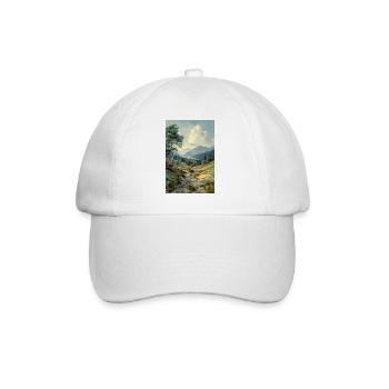 Natur Landschaft Illustration Poster - Baseballkappe - Weiß/Weiß - Vorne