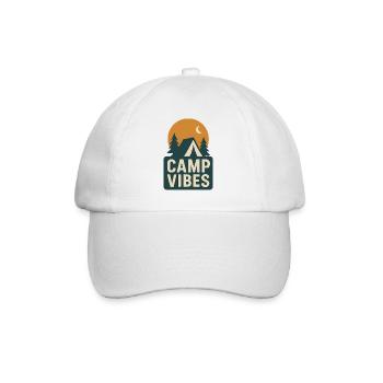 Camp Vibes – Lagerfeuer & Camping Design - Baseballkappe - Weiß/Weiß - Vorne