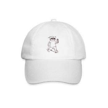 Skater Cat - Baseball Cap - white/white - Front