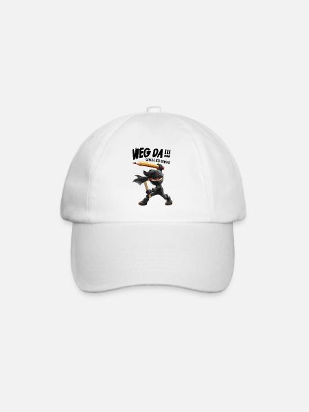 Ninja mit Bleistift und Messer Schulkind 1.Klasse - Baseballkappe - Weiß/Weiß