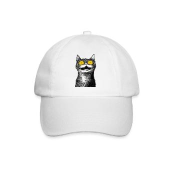 Schwarz-weiße Nashornkatze - Baseballkappe - Weiß/Weiß - Vorne