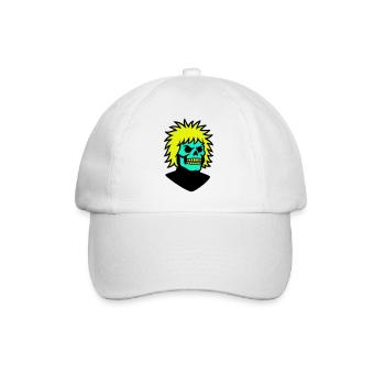 Skullman mit cooler Frisur - Baseballkappe - Weiß/Weiß - Vorne