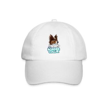 TEAM Border Collie Langhaar - Rot Tricolor - Baseballkappe - Weiß/Weiß - Vorne