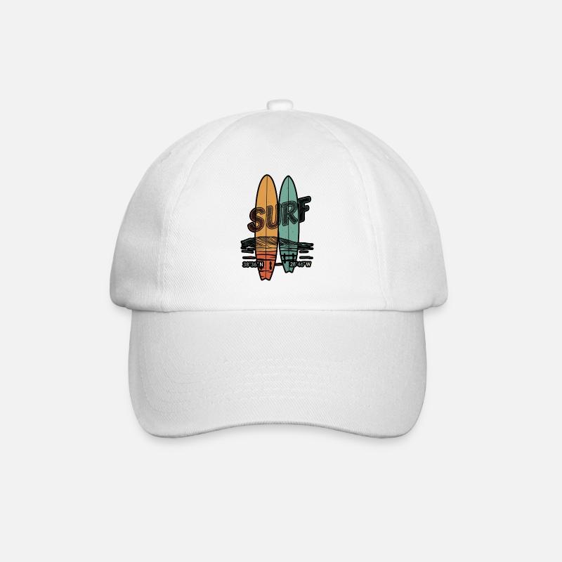 Retro Surfboards - Baseball Cap - white/white
