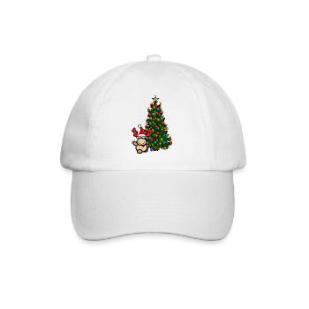 Reindeer Elmondo in front of a colorful Christmas tree - Baseball Cap - white/white - Front