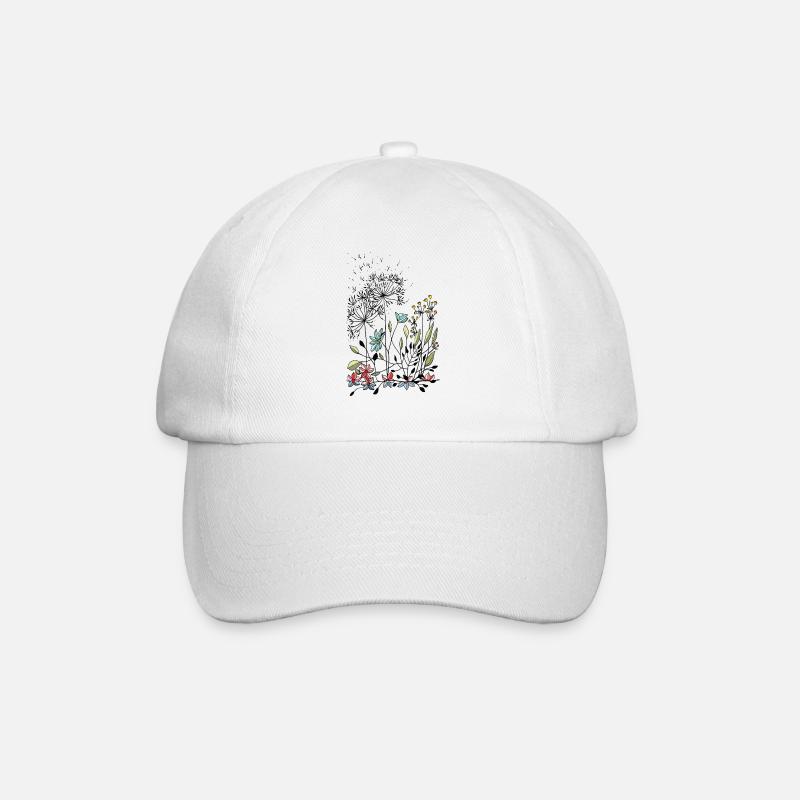 Blumen - Baseballkappe - Weiß/Weiß