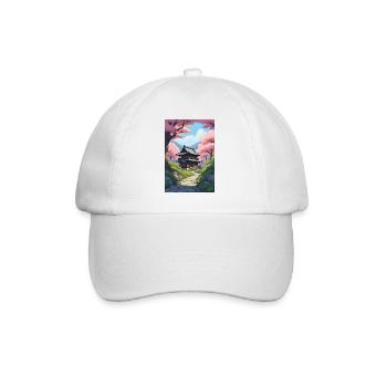 Temple japonais parmi les cerisiers en fleurs - Casquette classique - blanc/blanc - Devant
