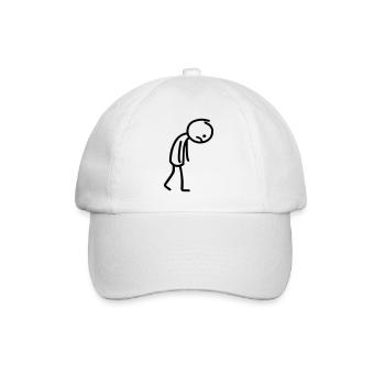 Strichmännchen Traurig Strichmann Strichzeichnung - Baseballkappe - Weiß/Weiß - Vorne