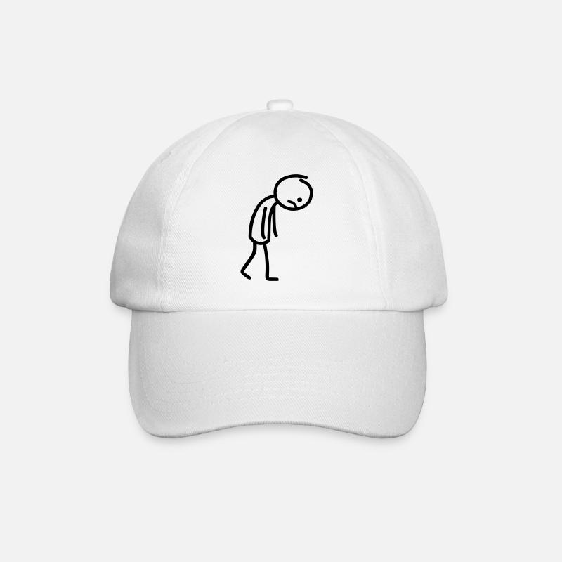 Strichmännchen Traurig Strichmann Strichzeichnung - Baseballkappe - Weiß/Weiß
