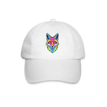 Buntes Wolfporträt mit geometrischem Stil - Baseballkappe - Weiß/Weiß - Vorne