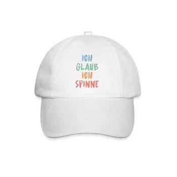 Ich glaub, ich spinne – Lustiges Sprüche Design - Baseballkappe - Weiß/Weiß - Vorne