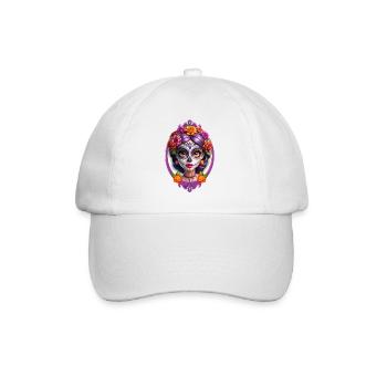 Tête de mort mexicaine Dia de Muertos Sugar skull - Casquette classique - blanc/blanc - Devant