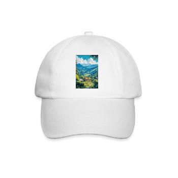Illustration einer japanischen Landschaft - Baseballkappe - Weiß/Weiß - Vorne
