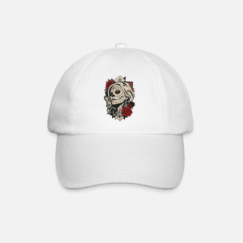 Sugar Skull Queen Rosen - Baseballkappe - Weiß/Weiß