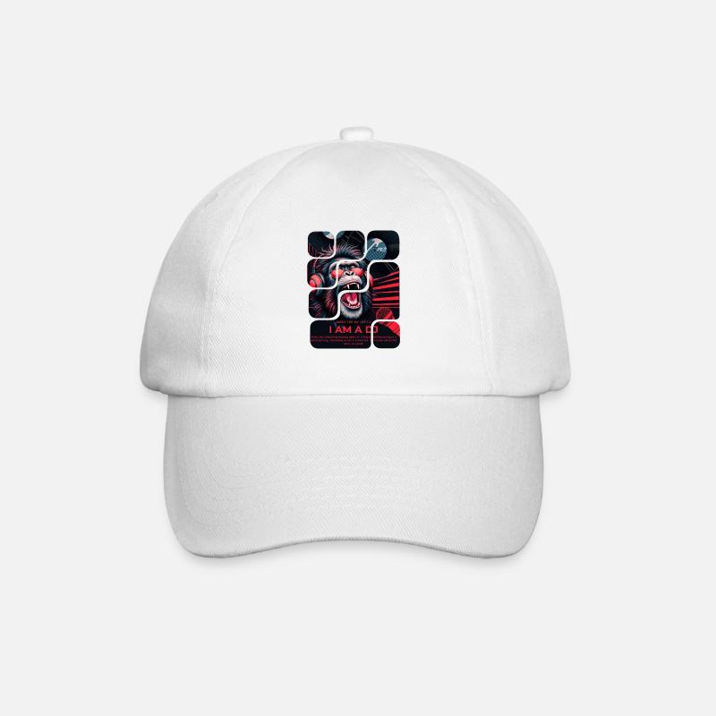 DJ Affe mit Kopfhörern Neon Design - Baseballkappe - Weiß/Weiß