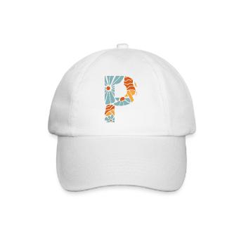 Letter p groovy flowers gift idea - Baseball Cap - white/white - Front