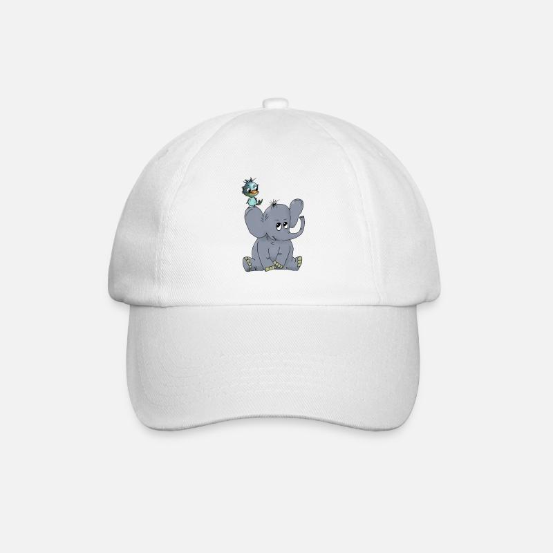 Elefant_mit_Vogel - Casquette classique - blanc/blanc
