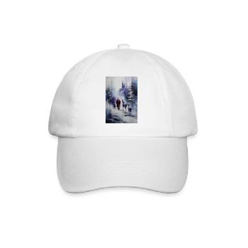 Silhouette hivernale: Père Noël et rennes - Casquette classique - blanc/blanc - Devant