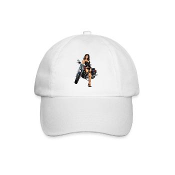 Pin Up Girl With Motorcycle - Baseball Cap - white/white - Front