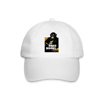 Chimp liest Bücher - Baseballkappe - Weiß/Weiß - Vorne