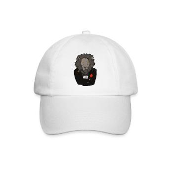 Löwe im Smoking mit Rose / Lustiges Design - Baseballkappe - Weiß/Weiß - Vorne