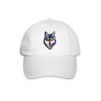 Wolfskopf Illustration starkes cooles Wolf Motiv - Baseballkappe - Weiß/Weiß - Vorne