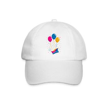 Karneval mit Narrenkappe und bunten Ballons - Baseballkappe - Weiß/Weiß - Vorne