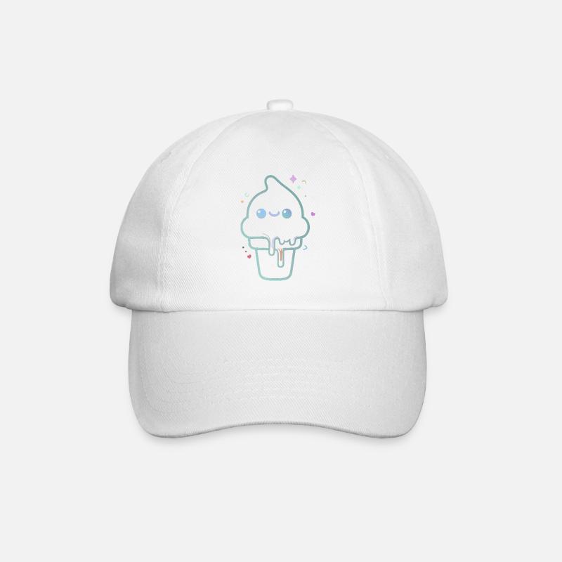 Glace kawaii pastel scintillante - Baseball Cap - white/white