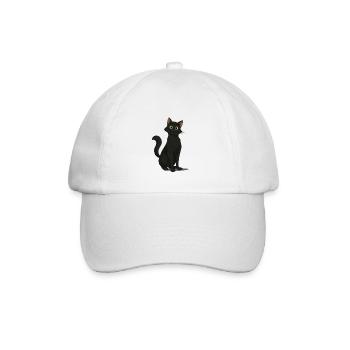 Mischievous Black Cat Illustration - Baseball Cap - white/white - Front
